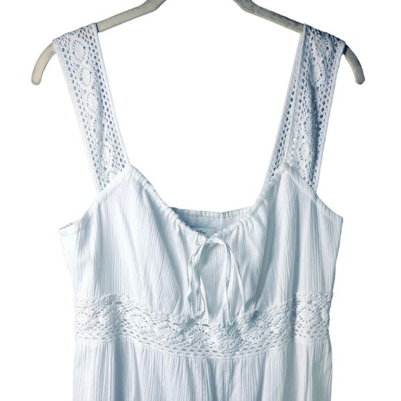 Ann Taylor LOFT NEW Size 8 Crochet Eyelet Tie Top Tiered White Midi Dress - Picture 1 of 10